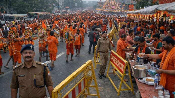 कांवड़ यात्रा में सुरक्षा व्यवस्था पर पुलिस की कड़ी निगरानी