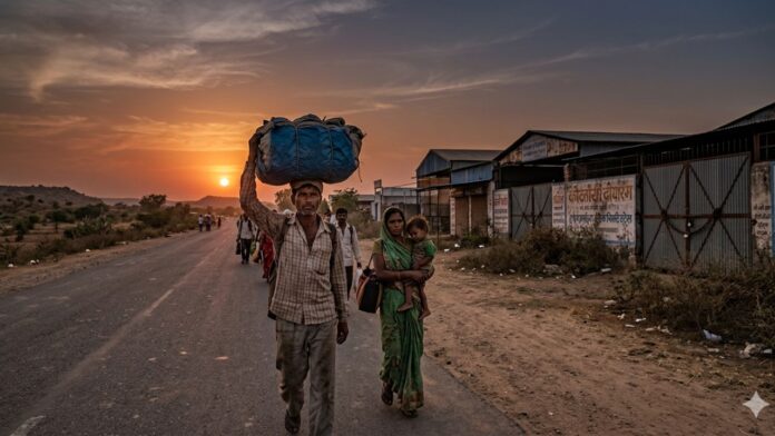 कंधों पर गृहस्थी का बोझ और आंखों में अनिश्चित भविष्य का अंधेरा