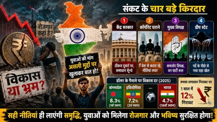 गिरते रुपए और नीतिगत घमंड ने तोड़ी भारतीय बाजार की कमर।