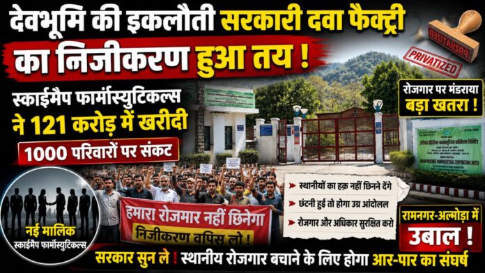 सरकारी कंपनी के निजीकरण के खिलाफ आक्रोशित देवभूमि के स्थानीय श्रमिक।