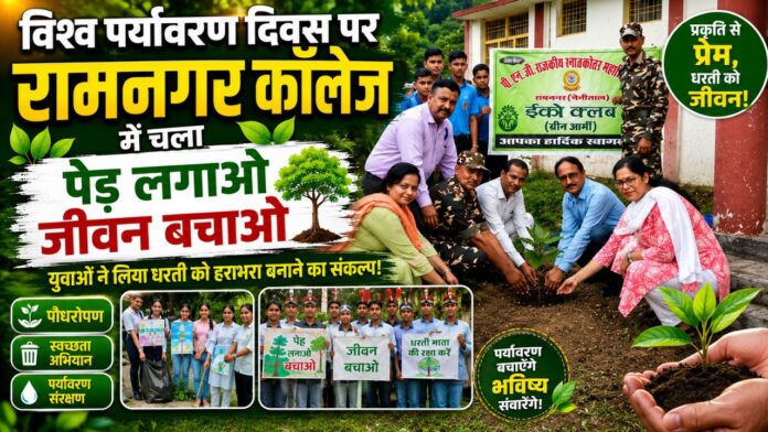 महाविद्यालय परिसर में संयुक्त रूप से पौधरोपण करते अतिथिगण।