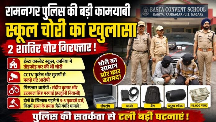 पुलिस की गिरफ्त में स्कूल में चोरी करने वाले चोर